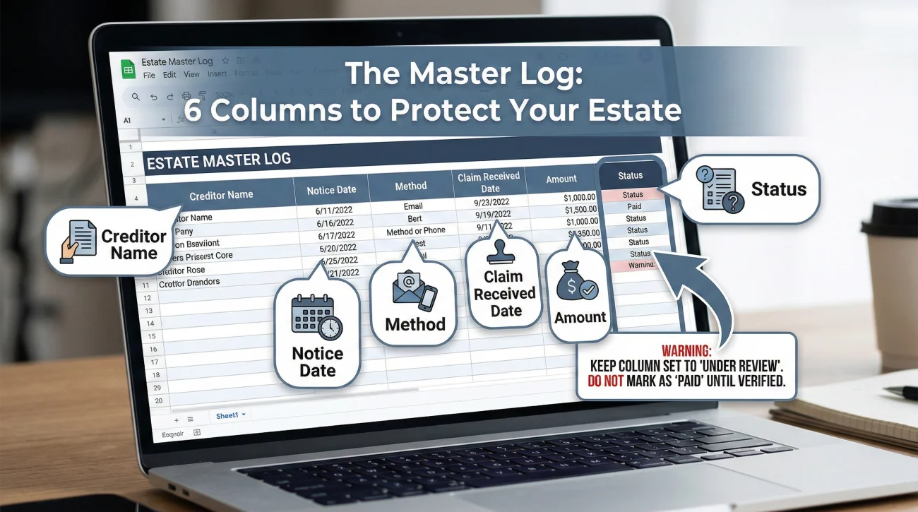 Creditor Tracking Spreadsheet Columns For Executors