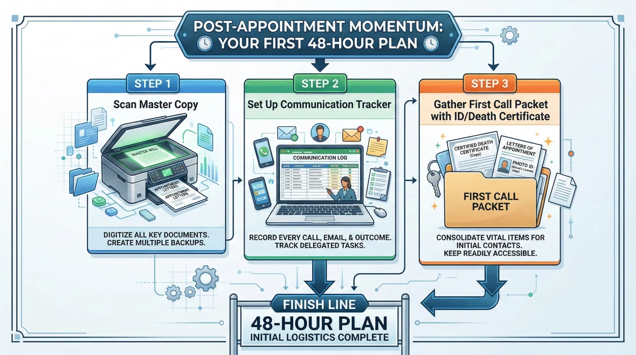 First 48 Hours Checklist After Receiving Letters Of Administration