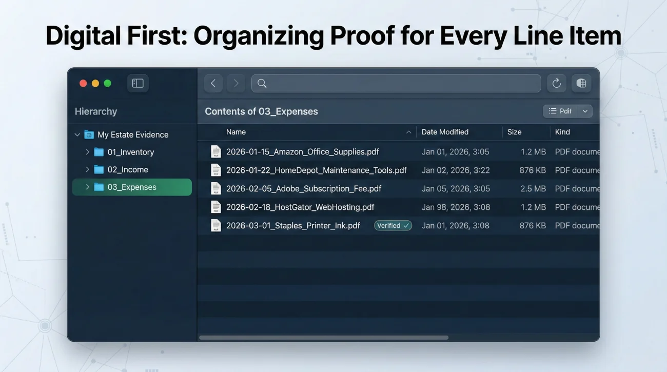 Organized Digital Folder Structure For Estate Receipts