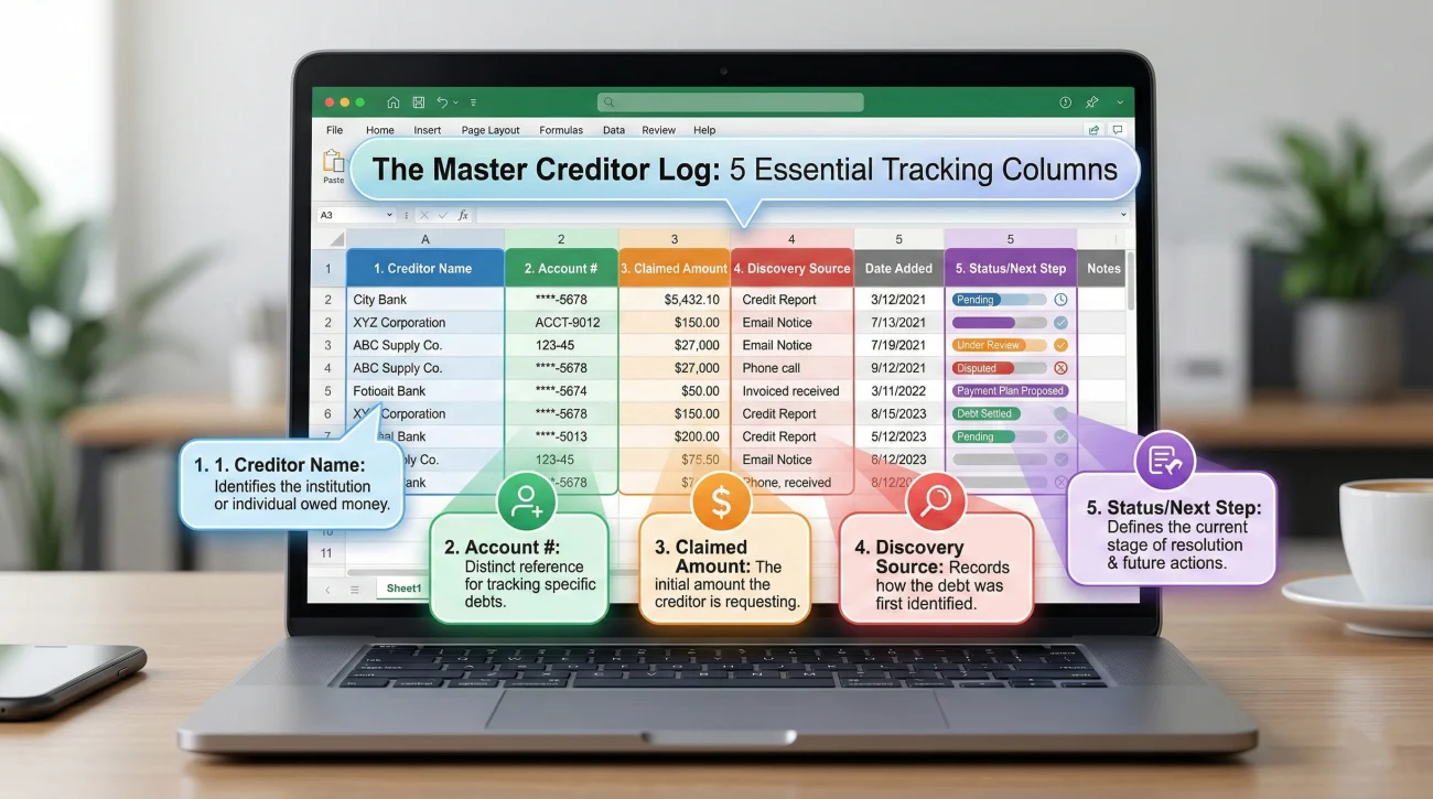Structured Creditor Tracking Log For Estate Executors