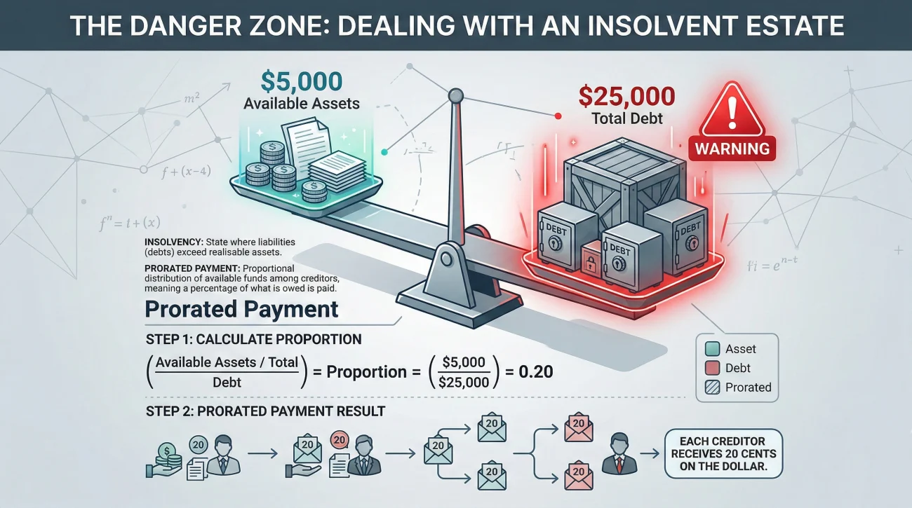 Insolvent Estate Prorated Debt Math Example