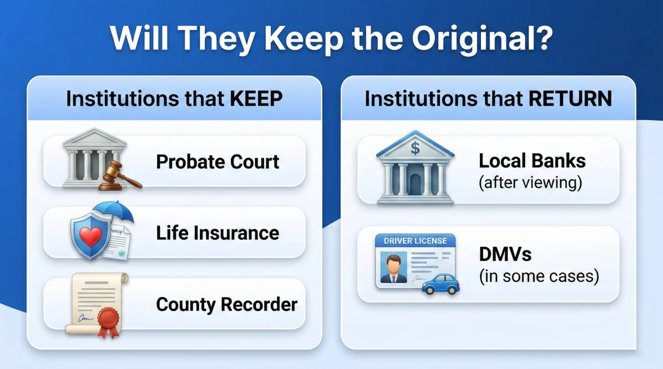 Institutions That Keep Or Return Original Death Certificates