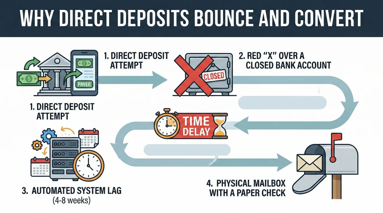 Failed Direct Deposit To Paper Check Timeline