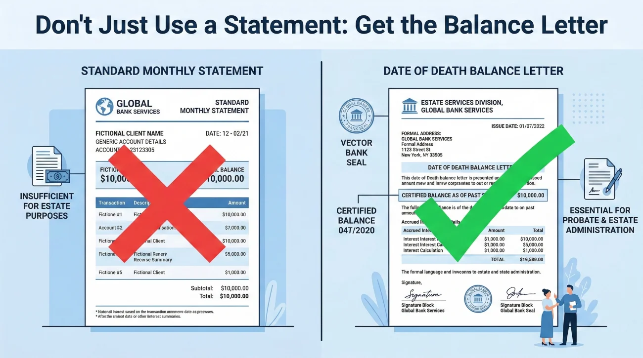 Official Date Of Death Balance Letter For Bank Accounts