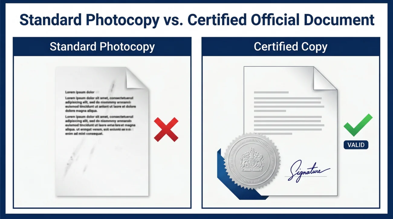 Photocopy Vs Certified Document Comparison